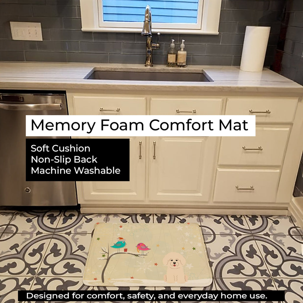 Christmas Presents between Friends Bichon Frise Memory Foam Kitchen Mat Machine Washable Anti-Fatigue Cushion Comfort Bath or Kitchen Rug
