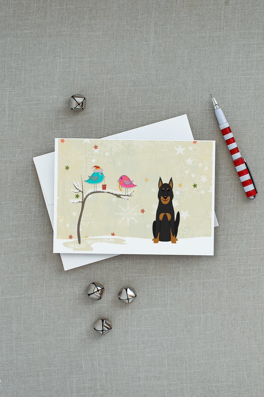 Christmas Presents between Friends Beauce Shepherd Dog Greeting Cards Pack of 8 Blank Cards with Envelopes Whimsical A7 Size 5x7