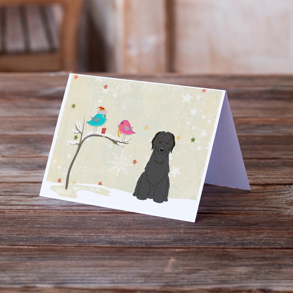 Christmas Presents between Friends Briard - Black Greeting Cards Pack of 8 Blank Cards with Envelopes Whimsical A7 Size 5x7