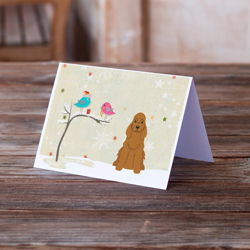 Christmas Presents between Friends Cocker Spaniel - Red Greeting Cards Pack of 8 Blank Cards with Envelopes Whimsical A7 Size 5x7