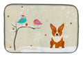 Christmas Presents between Friends Corgi Dish Drying Mat Absorbent Dish Drying Mat Pad for Kitchen Counter Dish Drainer Mat for Countertop, 14 x 21", Multicolor