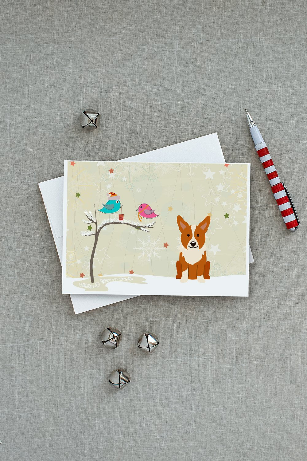 Christmas Presents between Friends Corgi Greeting Cards Pack of 8 Blank Cards with Envelopes Whimsical A7 Size 5x7