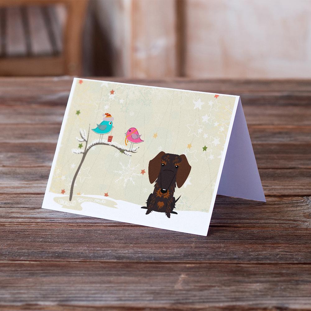 Christmas Presents between Friends Dachshund - Chocolate Greeting Cards Pack of 8 Blank Cards with Envelopes Whimsical A7 Size 5x7