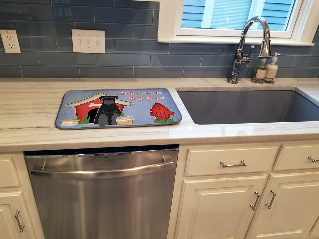 Dog House Collection Standard Schnauzer Black Dish Drying Mat Absorbent Dish Drying Mat Pad for Kitchen Counter Dish Drainer Mat for Countertop, 14 x 21", Multicolor