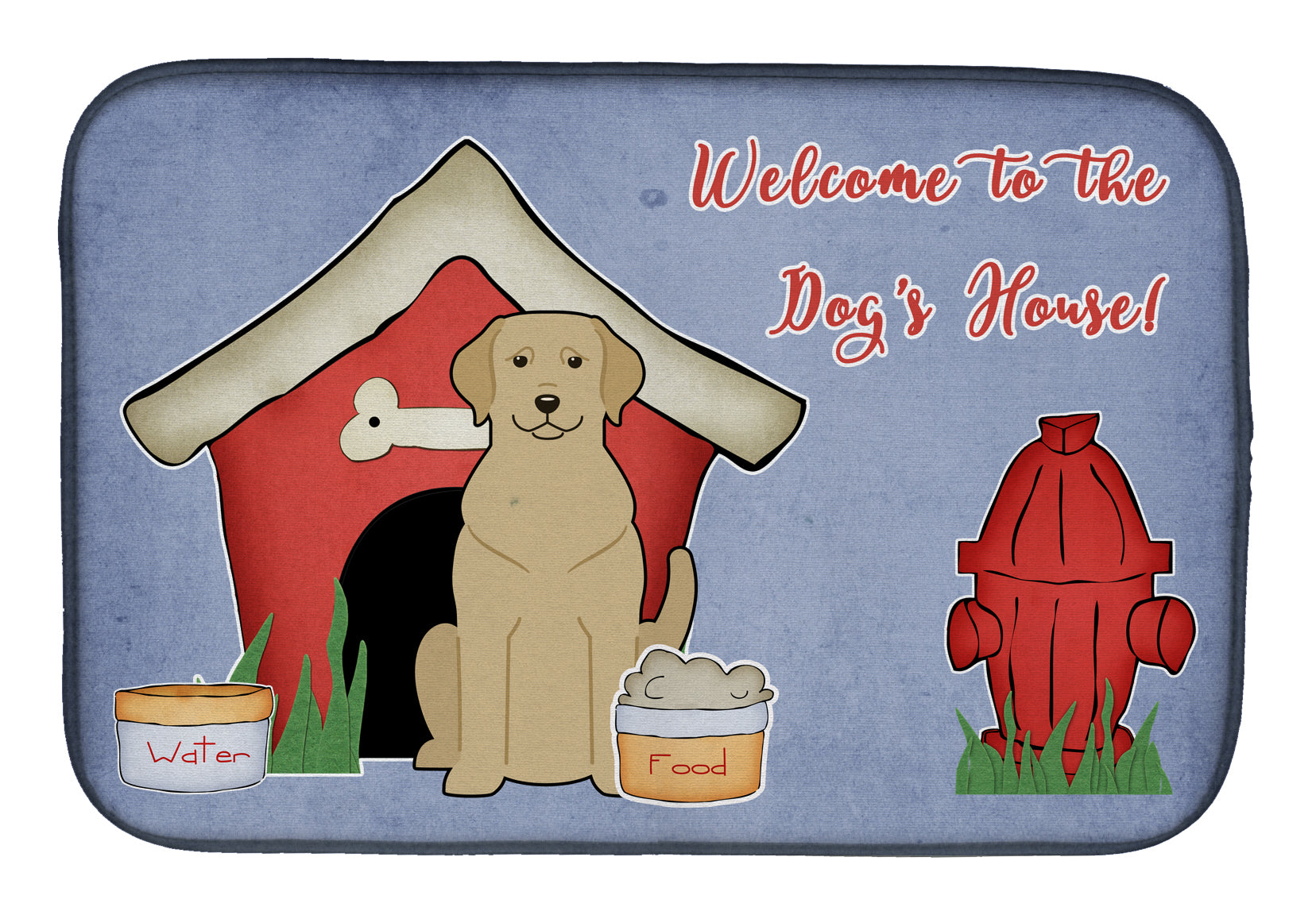 Dog House Collection Yellow Labrador Dish Drying Mat Absorbent Dish Drying Mat Pad for Kitchen Counter Dish Drainer Mat for Countertop, 14 x 21", Multicolor