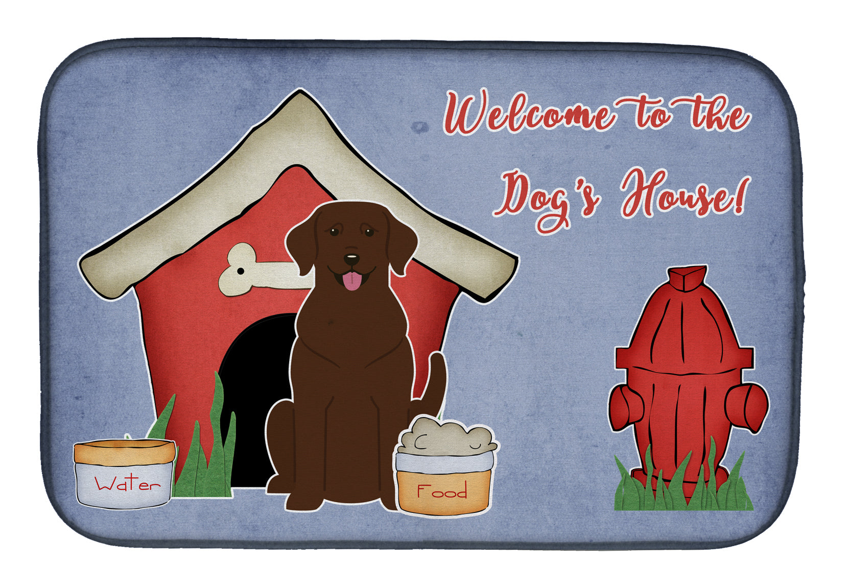 Dog House Collection Chocolate Labrador Dish Drying Mat Absorbent Dish Drying Mat Pad for Kitchen Counter Dish Drainer Mat for Countertop, 14 x 21", Multicolor