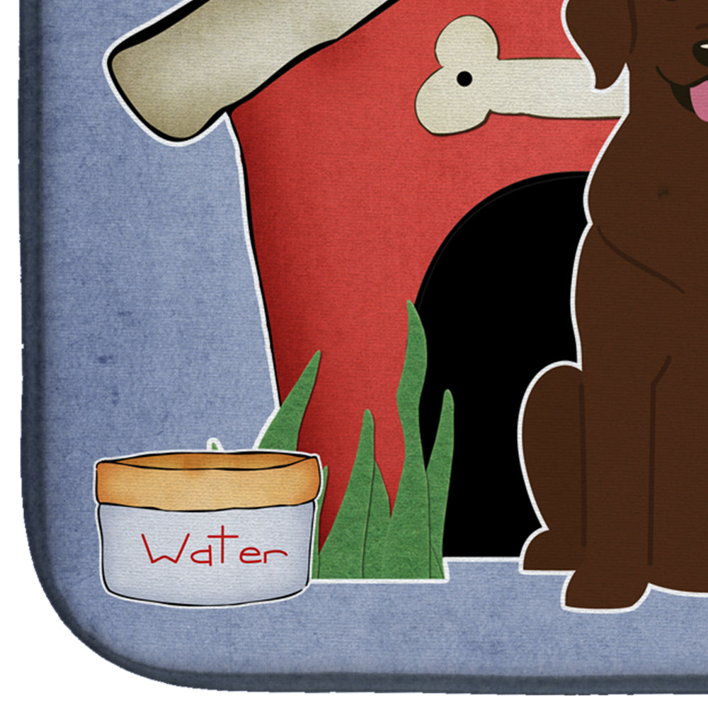 Dog House Collection Chocolate Labrador Dish Drying Mat Absorbent Dish Drying Mat Pad for Kitchen Counter Dish Drainer Mat for Countertop, 14 x 21", Multicolor