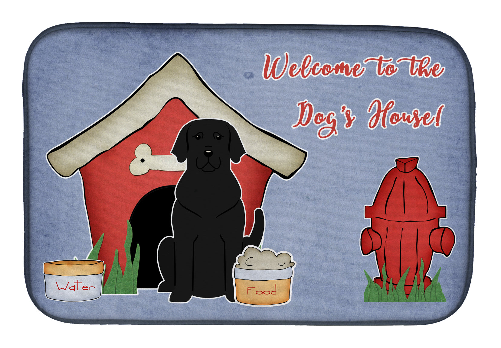 Dog House Collection Black Labrador Dish Drying Mat Absorbent Dish Drying Mat Pad for Kitchen Counter Dish Drainer Mat for Countertop, 14 x 21", Multicolor
