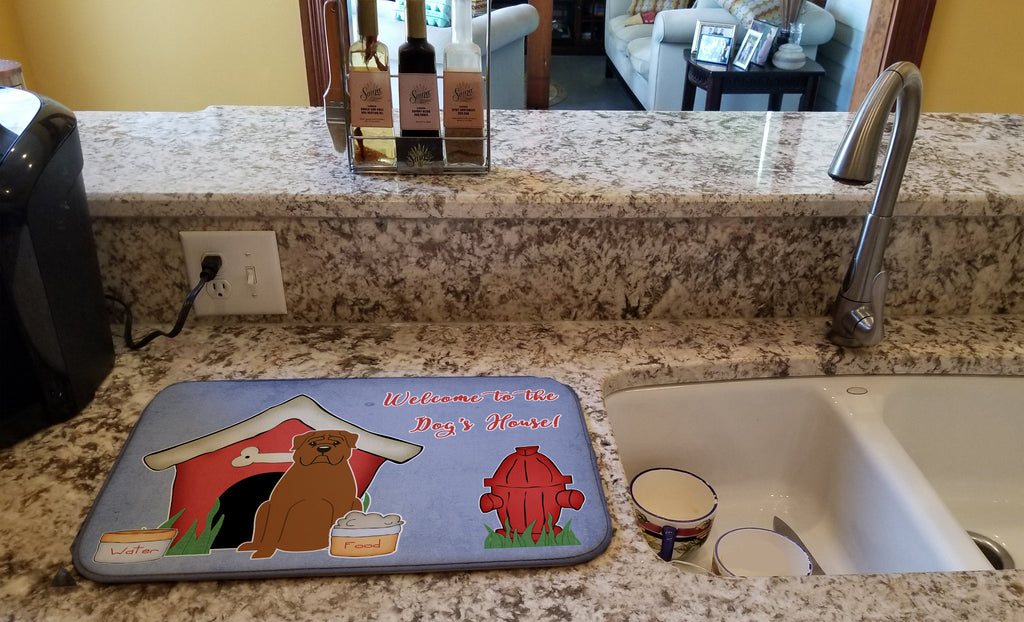 Dog House Collection Dogue de Bourdeaux Dish Drying Mat Absorbent Dish Drying Mat Pad for Kitchen Counter Dish Drainer Mat for Countertop, 14 x 21", Multicolor