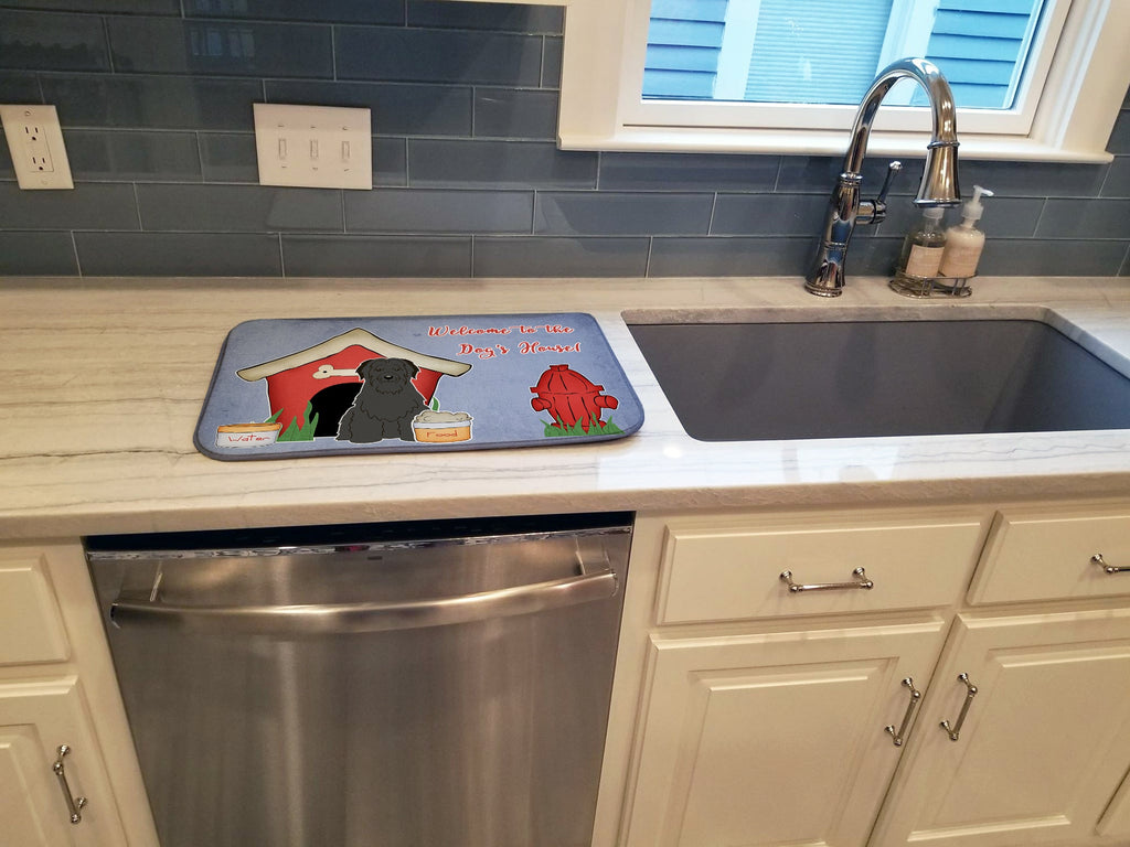 Dog House Collection Briard Black Dish Drying Mat Absorbent Dish Drying Mat Pad for Kitchen Counter Dish Drainer Mat for Countertop, 14 x 21", Multicolor