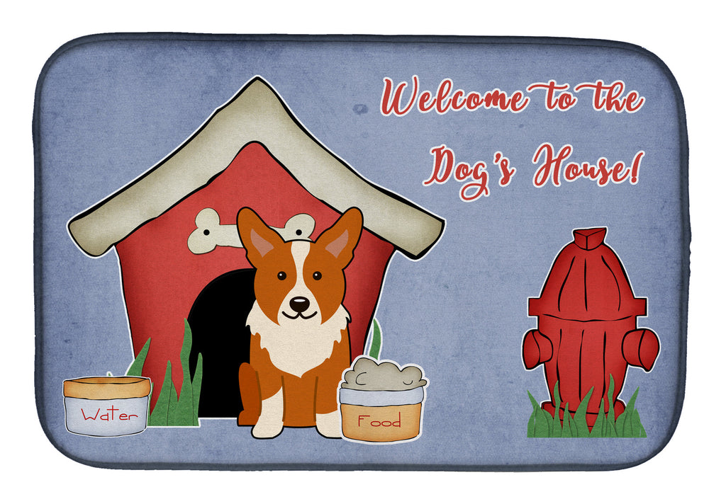 Dog House Collection Corgi Dish Drying Mat Absorbent Dish Drying Mat Pad for Kitchen Counter Dish Drainer Mat for Countertop, 14 x 21", Multicolor