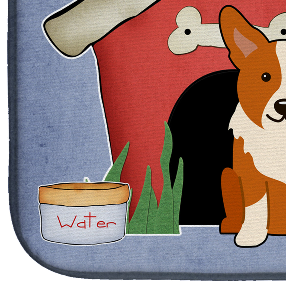 Dog House Collection Corgi Dish Drying Mat Absorbent Dish Drying Mat Pad for Kitchen Counter Dish Drainer Mat for Countertop, 14 x 21", Multicolor