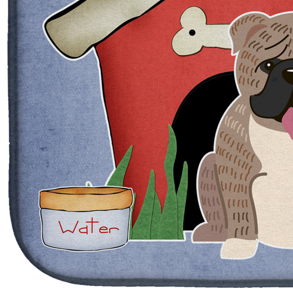 Dog House Collection English Bulldog Grey Brindle Dish Drying Mat Absorbent Dish Drying Mat Pad for Kitchen Counter Dish Drainer Mat for Countertop, 14 x 21", Multicolor