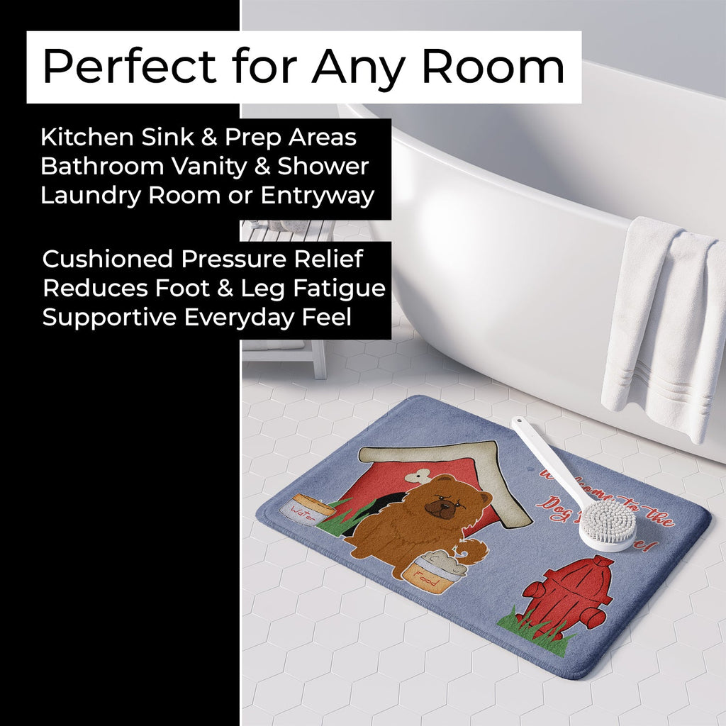 Dog House Collection Chow Chow Red Memory Foam Kitchen Mat Machine Washable Anti-Fatigue Cushion Comfort Bath or Kitchen Rug