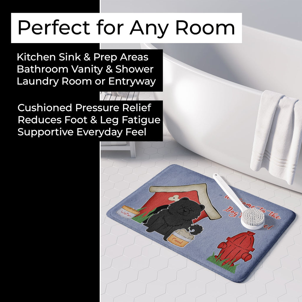 Dog House Collection Chow Chow Black Memory Foam Kitchen Mat Machine Washable Anti-Fatigue Cushion Comfort Bath or Kitchen Rug