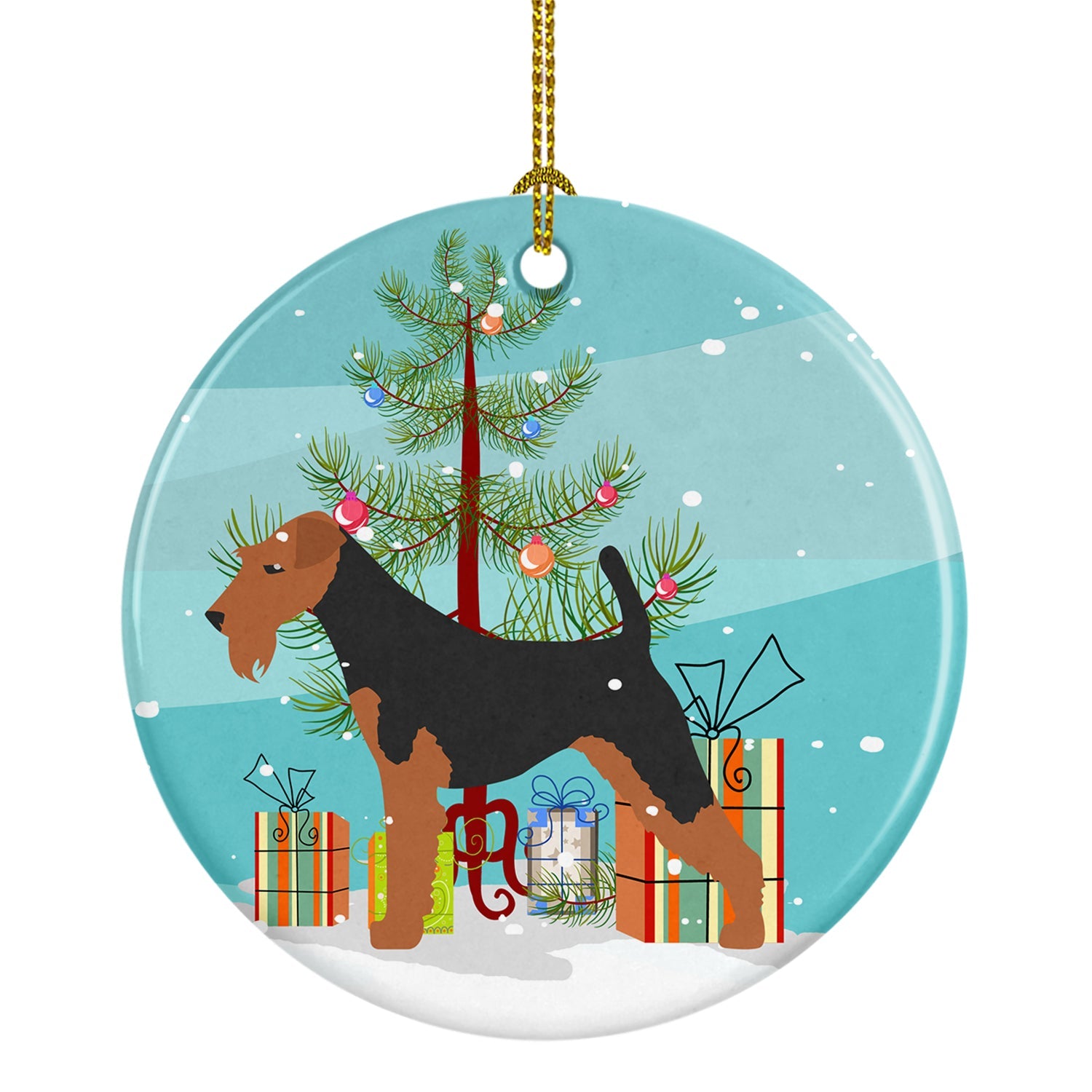 Welsh Terrier Merry Christmas Tree Ceramic Ornament Christmas Tree Hanging Decorations for Home Christmas Holiday, Party, Gift, 3 in, Multicolor