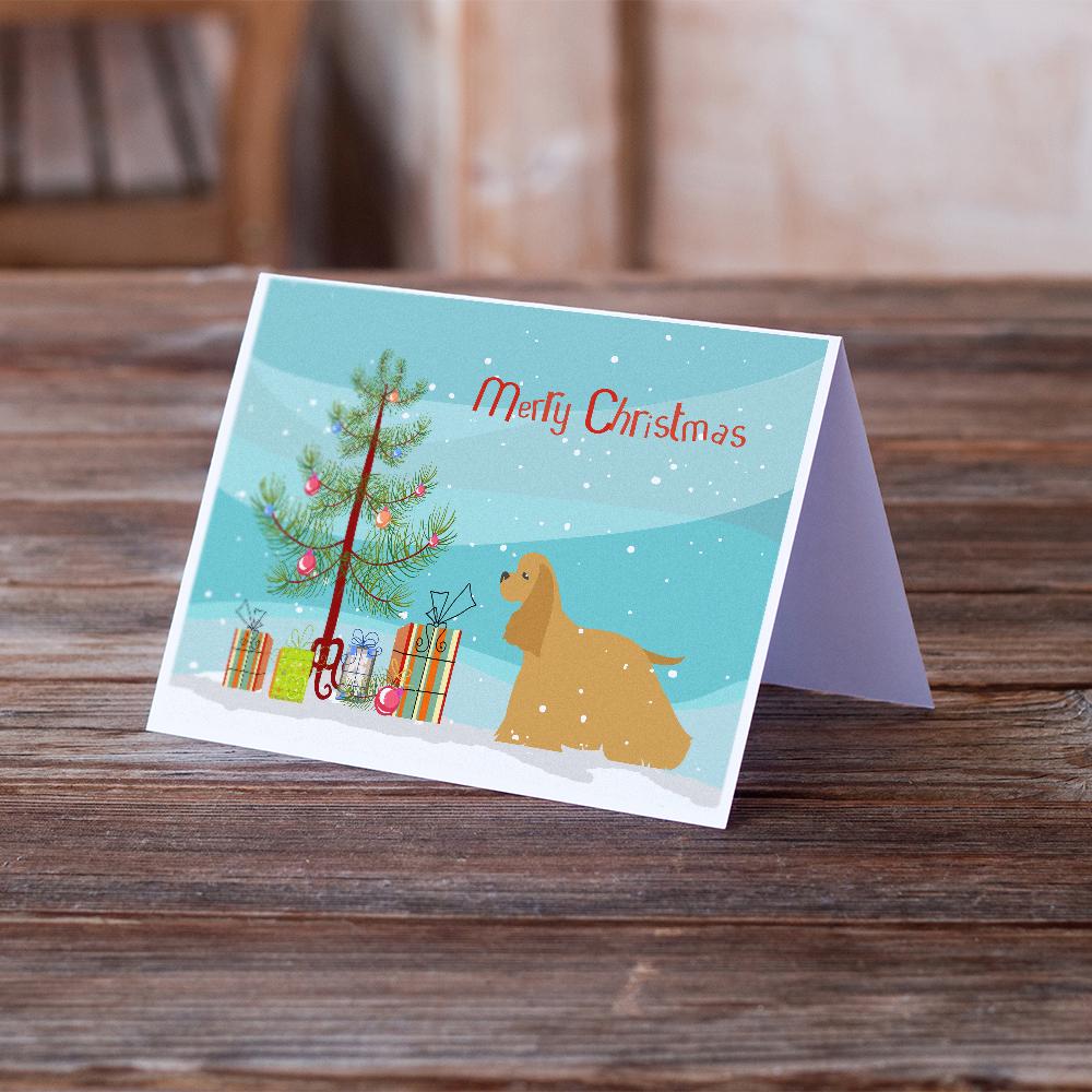 Cocker Spaniel Merry Christmas Tree Greeting Cards Pack of 8 Blank Cards with Envelopes Whimsical A7 Size 5x7