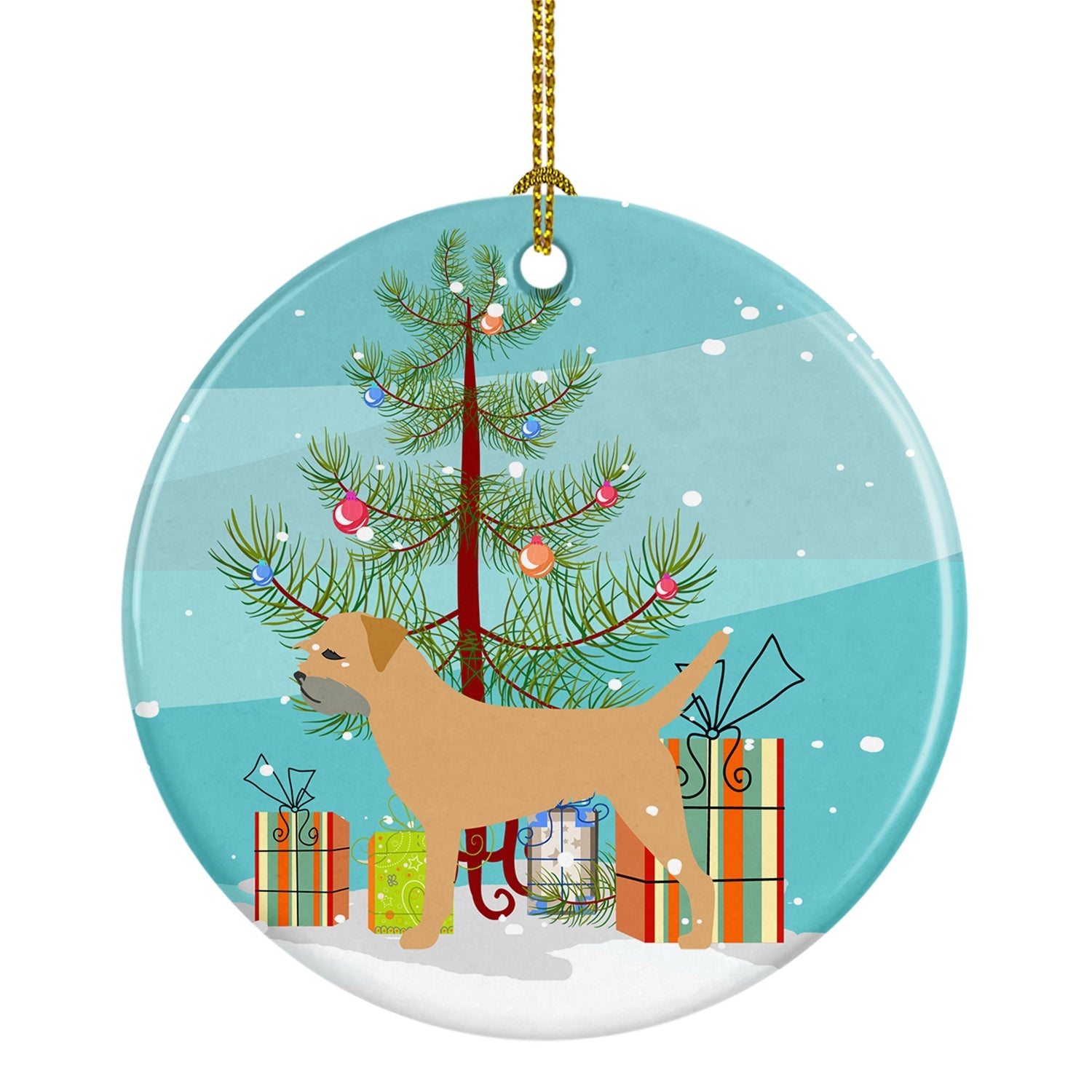 Border Terrier Merry Christmas Tree Ceramic Ornament Christmas Tree Hanging Decorations for Home Christmas Holiday, Party, Gift, 3 in, Multicolor