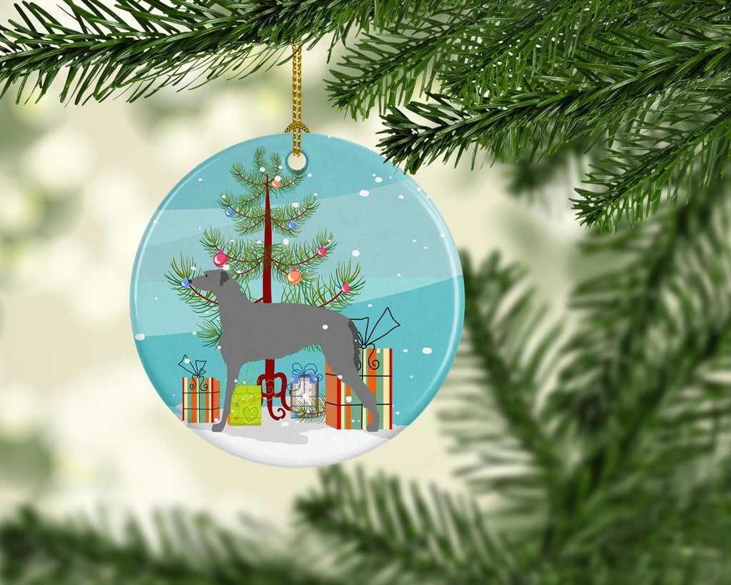 Scottish Deerhound Merry Christmas Tree Ceramic Ornament Christmas Tree Hanging Decorations for Home Christmas Holiday, Party, Gift, 3 in, Multicolor