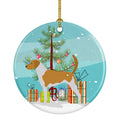 American Foxhound Merry Christmas Tree Ceramic Ornament Christmas Tree Hanging Decorations for Home Christmas Holiday, Party, Gift, 3 in, Multicolor