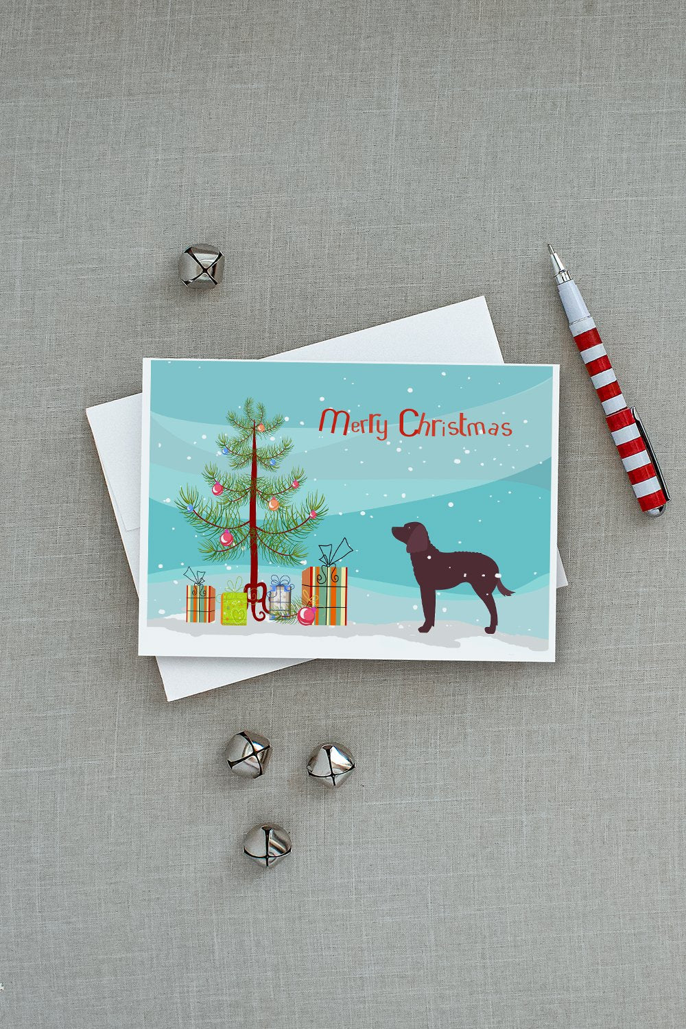 American Water Spaniel Merry Christmas Tree Greeting Cards Pack of 8 Blank Cards with Envelopes Whimsical A7 Size 5x7