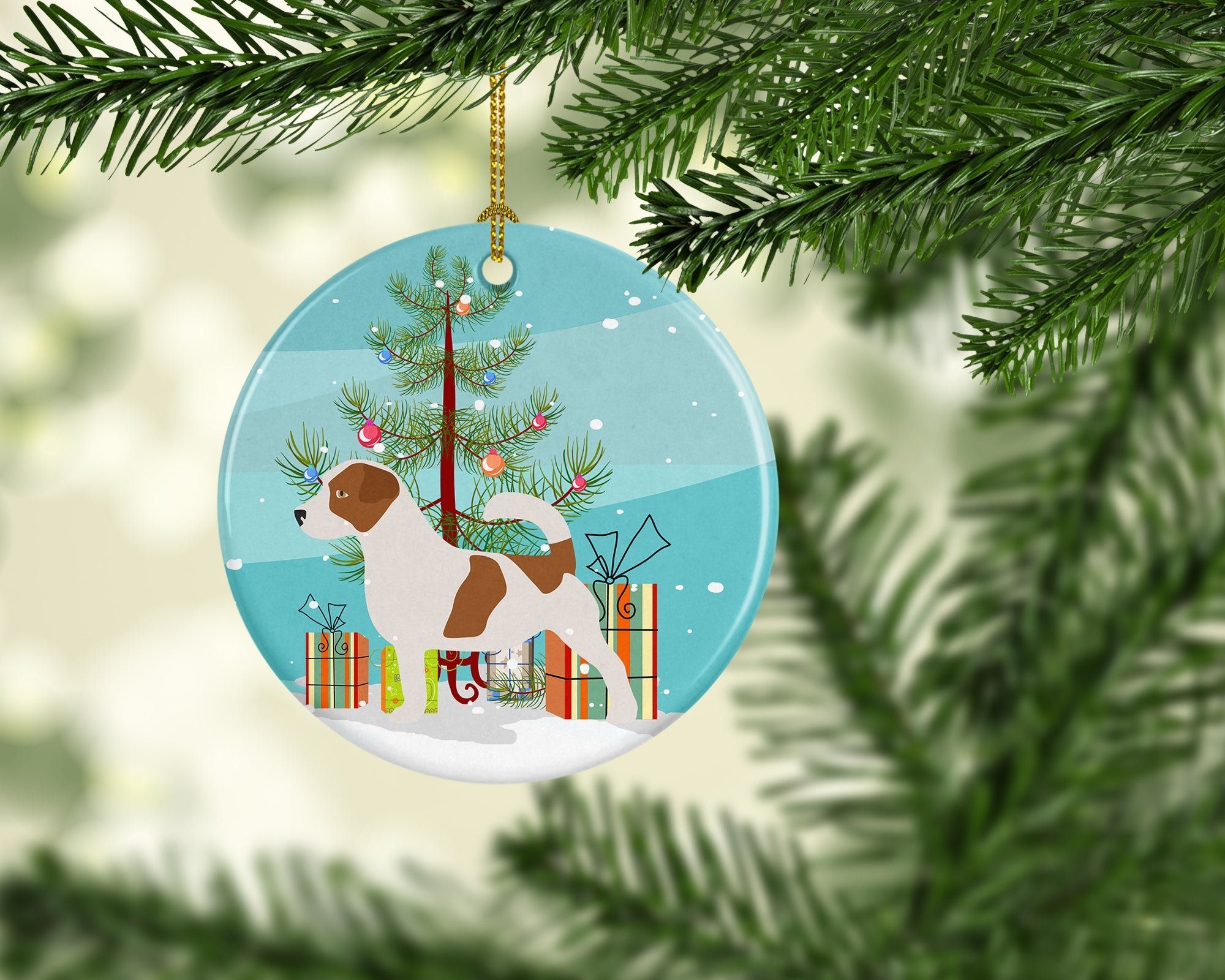 Jack Russell Terrier Merry Christmas Tree Ceramic Ornament Christmas Tree Hanging Decorations for Home Christmas Holiday, Party, Gift, 3 in, Multicolor