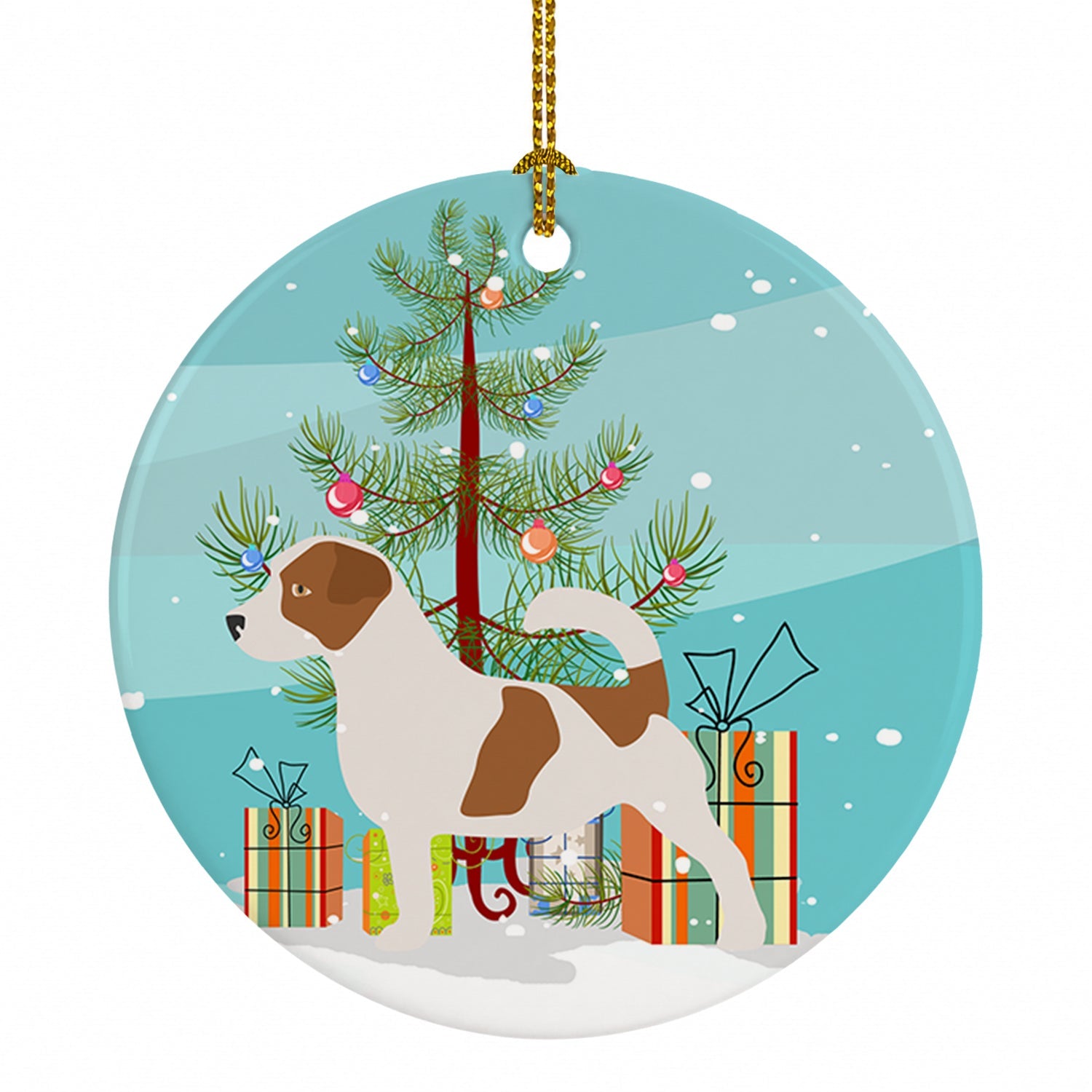 Jack Russell Terrier Merry Christmas Tree Ceramic Ornament Christmas Tree Hanging Decorations for Home Christmas Holiday, Party, Gift, 3 in, Multicolor
