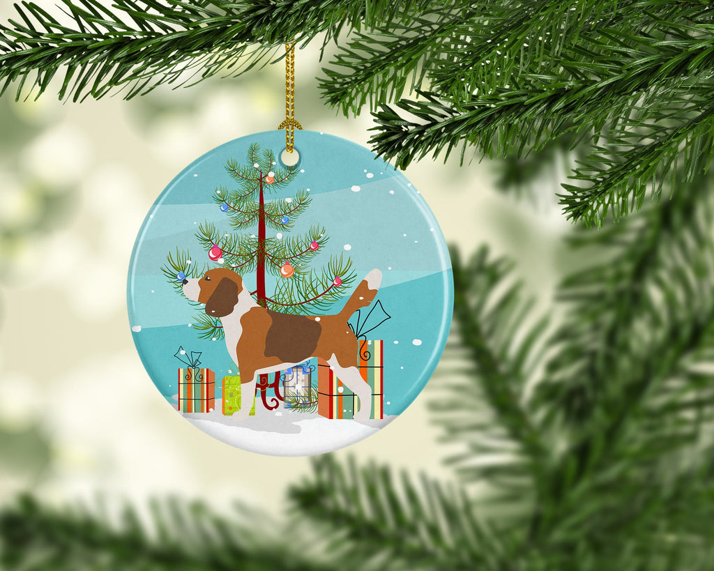 Beagle Merry Christmas Tree Ceramic Ornament Christmas Tree Hanging Decorations for Home Christmas Holiday, Party, Gift, 3 in, Multicolor