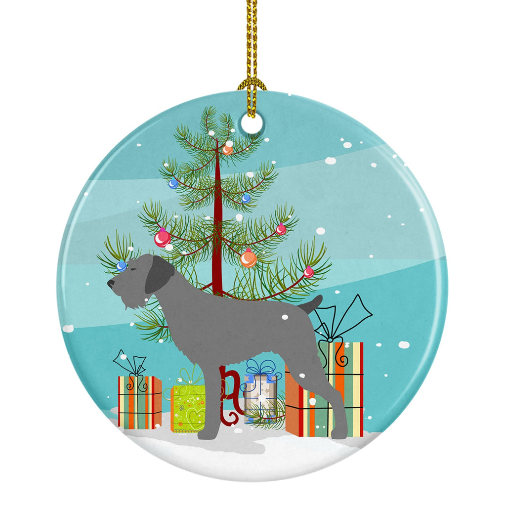 German Wirehaired Pointer Merry Christmas Tree Ceramic Ornament Christmas Tree Hanging Decorations for Home Christmas Holiday, Party, Gift, 3 in, Multicolor