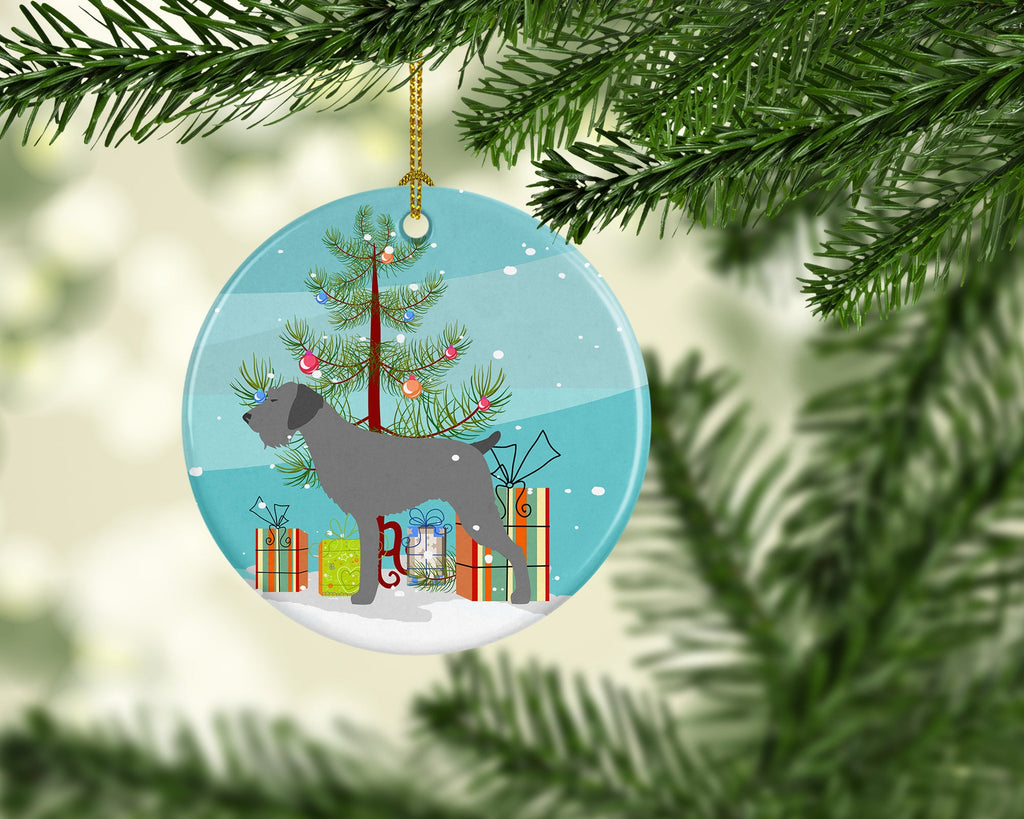 German Wirehaired Pointer Merry Christmas Tree Ceramic Ornament Christmas Tree Hanging Decorations for Home Christmas Holiday, Party, Gift, 3 in, Multicolor
