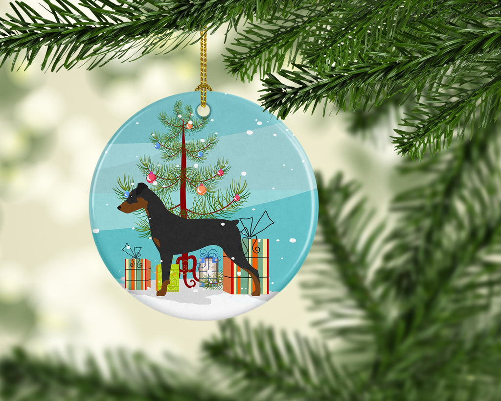 German Pinscher Merry Christmas Tree Ceramic Ornament Christmas Tree Hanging Decorations for Home Christmas Holiday, Party, Gift, 3 in, Multicolor