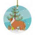 Collie Dog Merry Christmas Tree Ceramic Ornament Christmas Tree Hanging Decorations for Home Christmas Holiday, Party, Gift, 3 in, Multicolor
