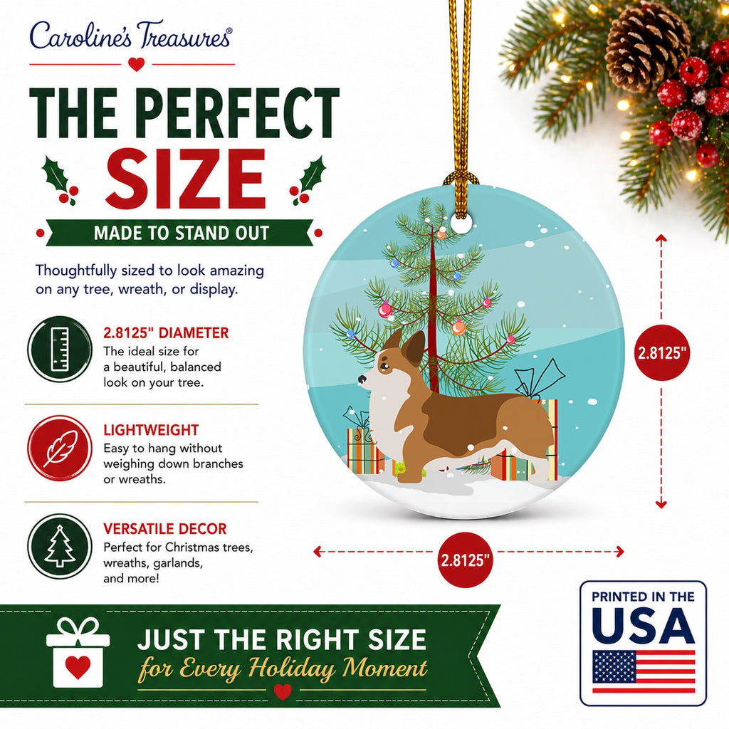 Corgi Merry Christmas Tree Ceramic Ornament Christmas Tree Hanging Decorations for Home Christmas Holiday, Party, Gift, 3 in, Multicolor