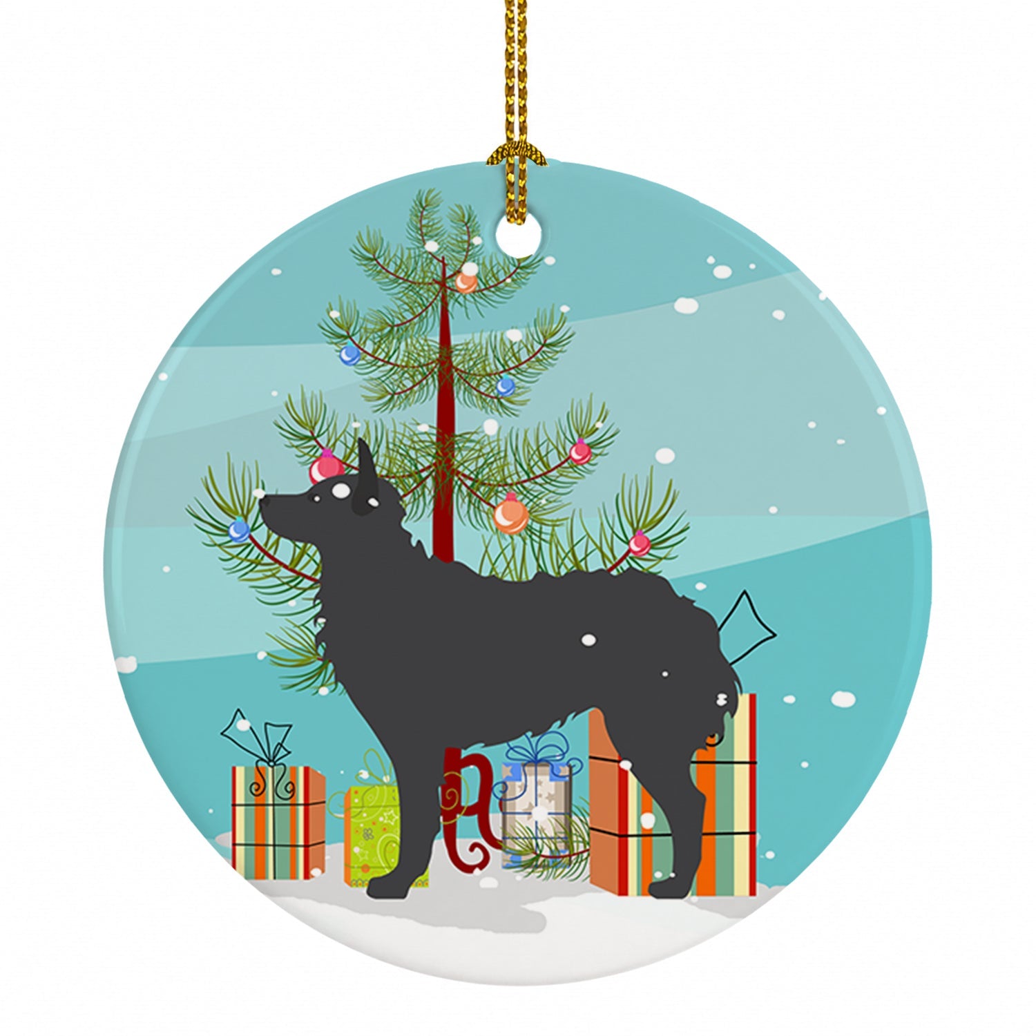 Croatian Sheepdog Merry Christmas Tree Ceramic Ornament Christmas Tree Hanging Decorations for Home Christmas Holiday, Party, Gift, 3 in, Multicolor