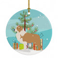 Red Border Collie Merry Christmas Tree Ceramic Ornament Christmas Tree Hanging Decorations for Home Christmas Holiday, Party, Gift, 3 in, Multicolor