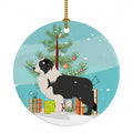 Black Border Collie Merry Christmas Tree Ceramic Ornament Christmas Tree Hanging Decorations for Home Christmas Holiday, Party, Gift, 3 in, Multicolor