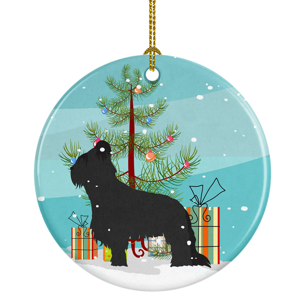 Briard Merry Christmas Tree Ceramic Ornament Christmas Tree Hanging Decorations for Home Christmas Holiday, Party, Gift, 3 in, Multicolor