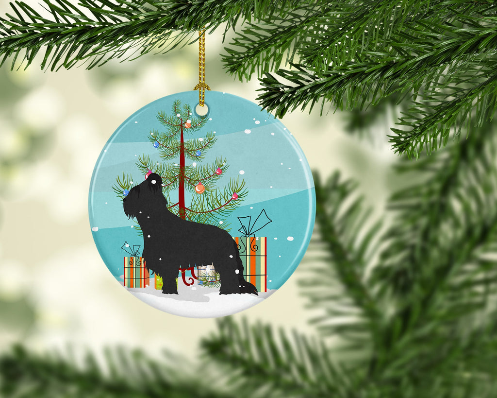 Briard Merry Christmas Tree Ceramic Ornament Christmas Tree Hanging Decorations for Home Christmas Holiday, Party, Gift, 3 in, Multicolor