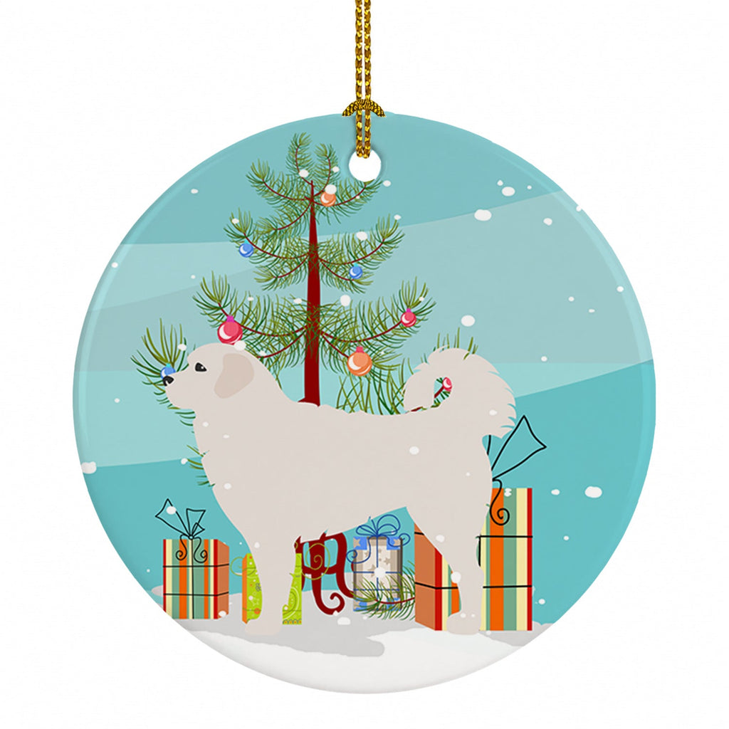 Polish Tatra Sheepdog Merry Christmas Tree Ceramic Ornament Christmas Tree Hanging Decorations for Home Christmas Holiday, Party, Gift, 3 in, Multicolor