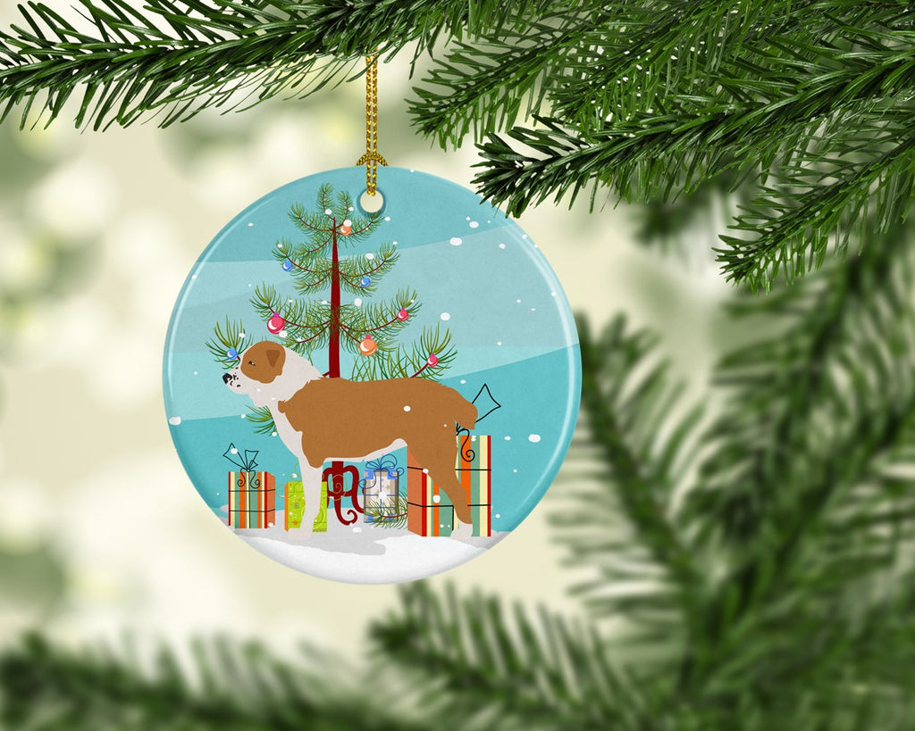 Central Asian Shepherd Dog Merry Christmas Tree Ceramic Ornament Christmas Tree Hanging Decorations for Home Christmas Holiday, Party, Gift, 3 in, Multicolor