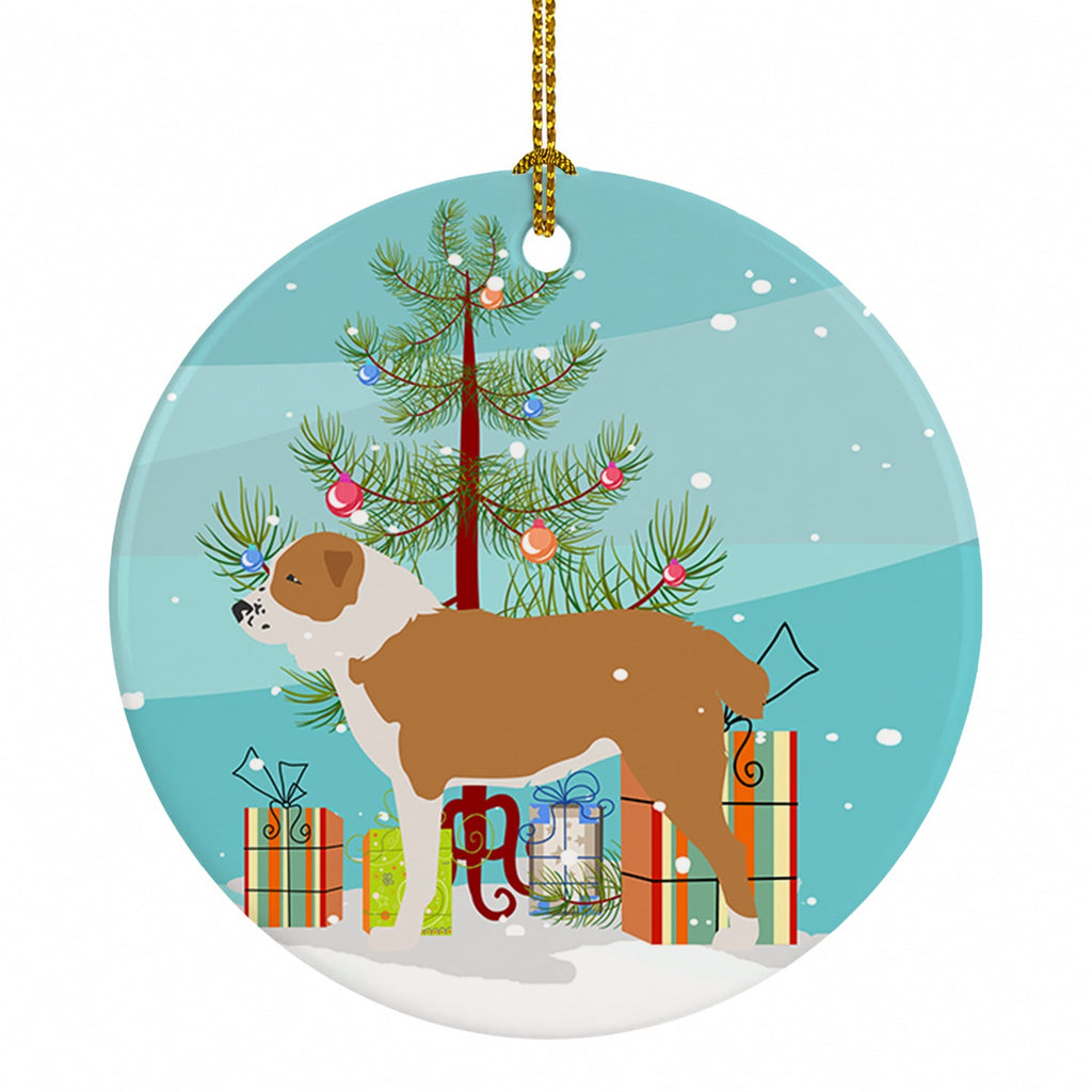 Central Asian Shepherd Dog Merry Christmas Tree Ceramic Ornament Christmas Tree Hanging Decorations for Home Christmas Holiday, Party, Gift, 3 in, Multicolor