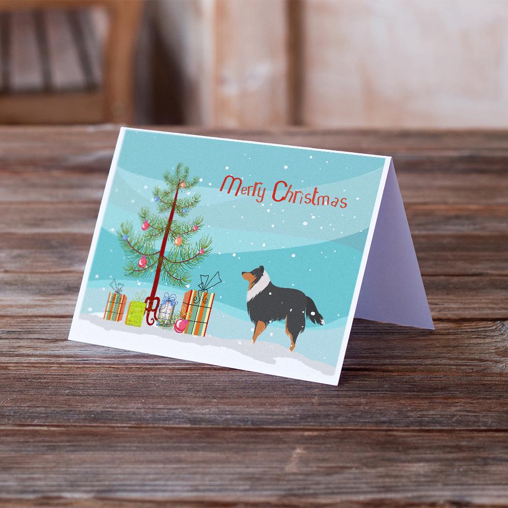 Sheltie/Shetland Sheepdog Merry Christmas Tree Greeting Cards Pack of 8 Blank Cards with Envelopes Whimsical A7 Size 5x7