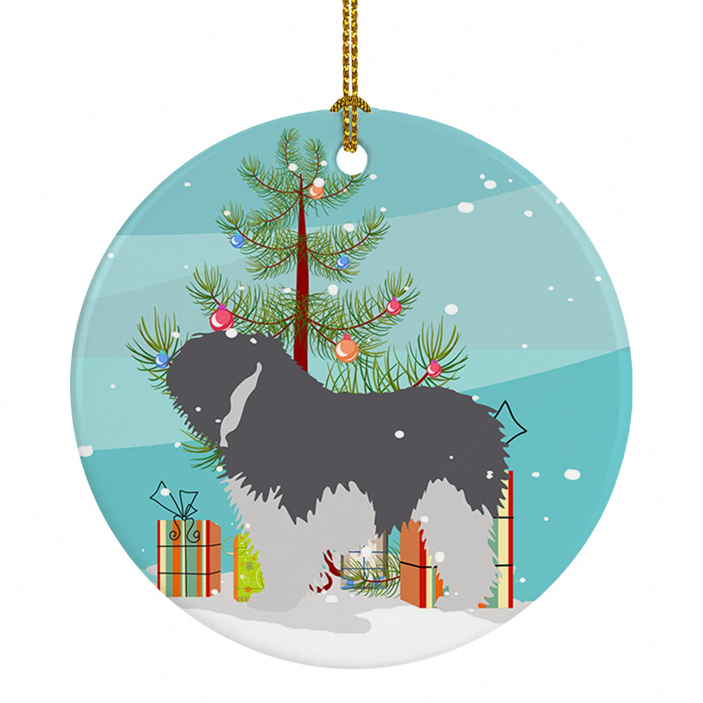Polish Lowland Sheepdog Dog Merry Christmas Tree Ceramic Ornament Christmas Tree Hanging Decorations for Home Christmas Holiday, Party, Gift, 3 in, Multicolor
