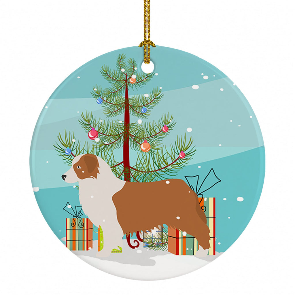 Australian Shepherd Dog Merry Christmas Tree Ceramic Ornament Christmas Tree Hanging Decorations for Home Christmas Holiday, Party, Gift, 3 in, Multicolor