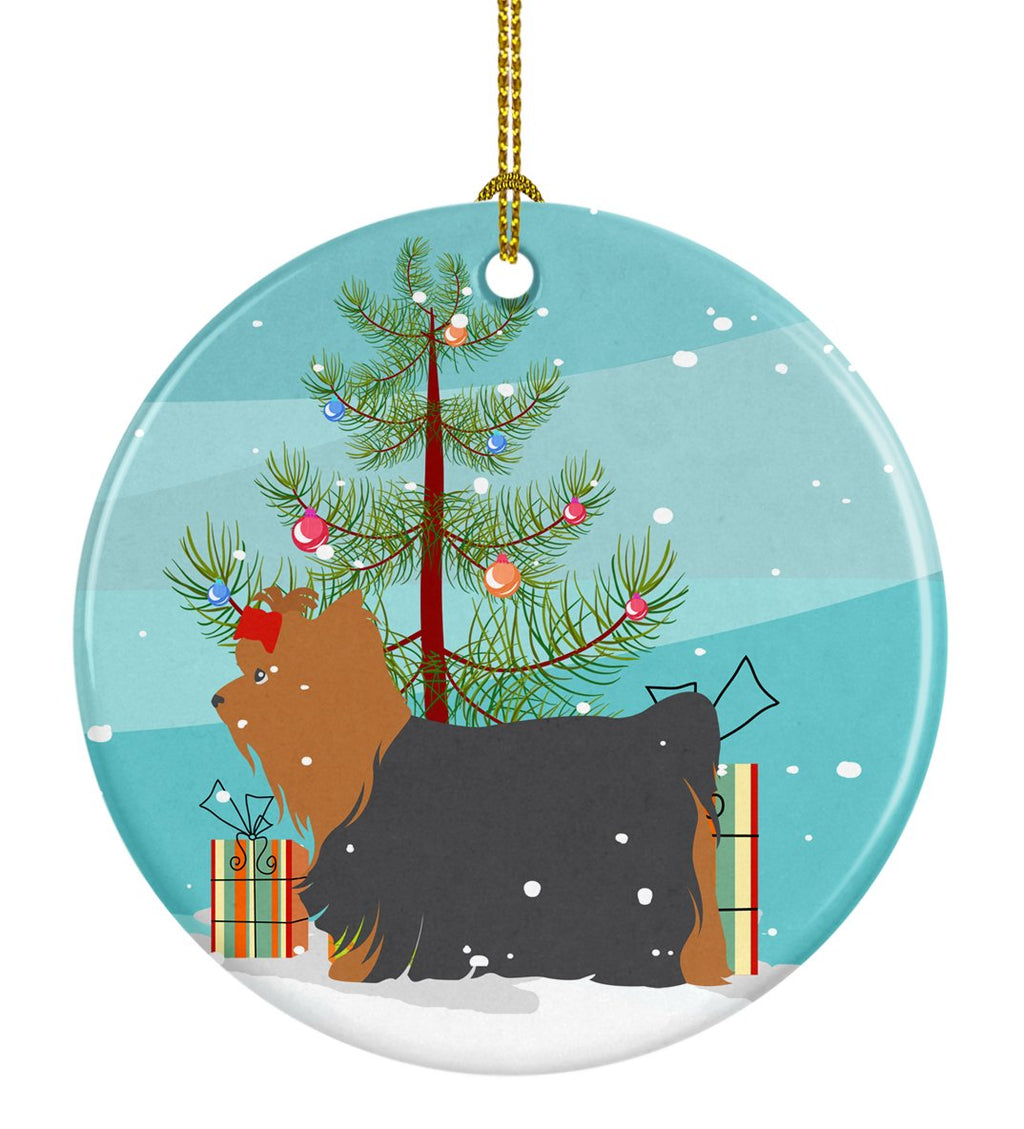 Yorkshire Terrier Yorkie Merry Christmas Tree Ceramic Ornament Christmas Tree Hanging Decorations for Home Christmas Holiday, Party, Gift, 3 in, Multicolor