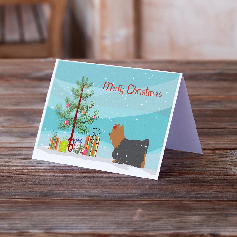 Yorkshire Terrier Yorkie Merry Christmas Tree Greeting Cards Pack of 8 Blank Cards with Envelopes Whimsical A7 Size 5x7