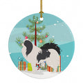 Japanese Chin Merry Christmas Tree Ceramic Ornament Christmas Tree Hanging Decorations for Home Christmas Holiday, Party, Gift, 3 in, Multicolor