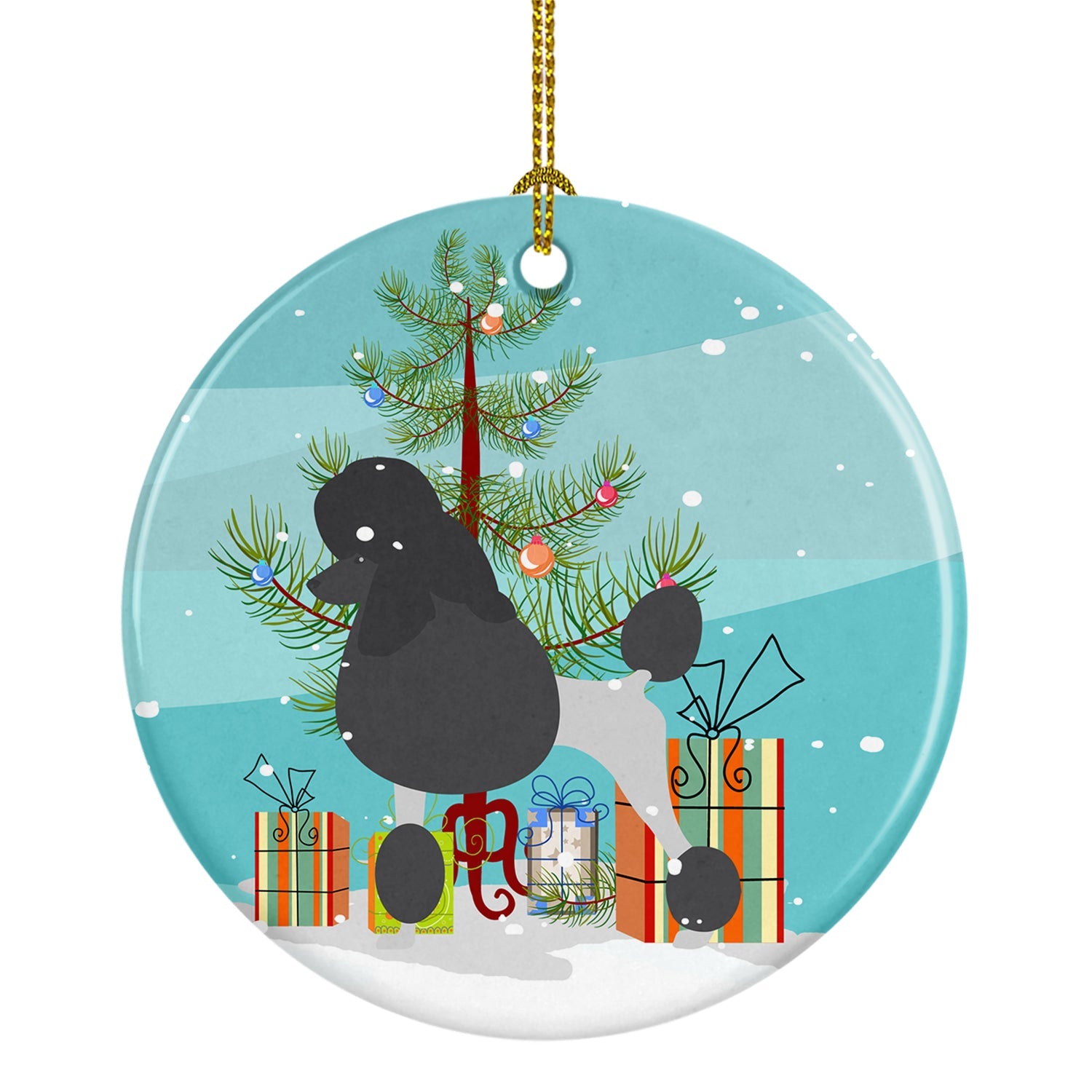 Poodle Merry Christmas Tree Ceramic Ornament Christmas Tree Hanging Decorations for Home Christmas Holiday, Party, Gift, 3 in, Multicolor