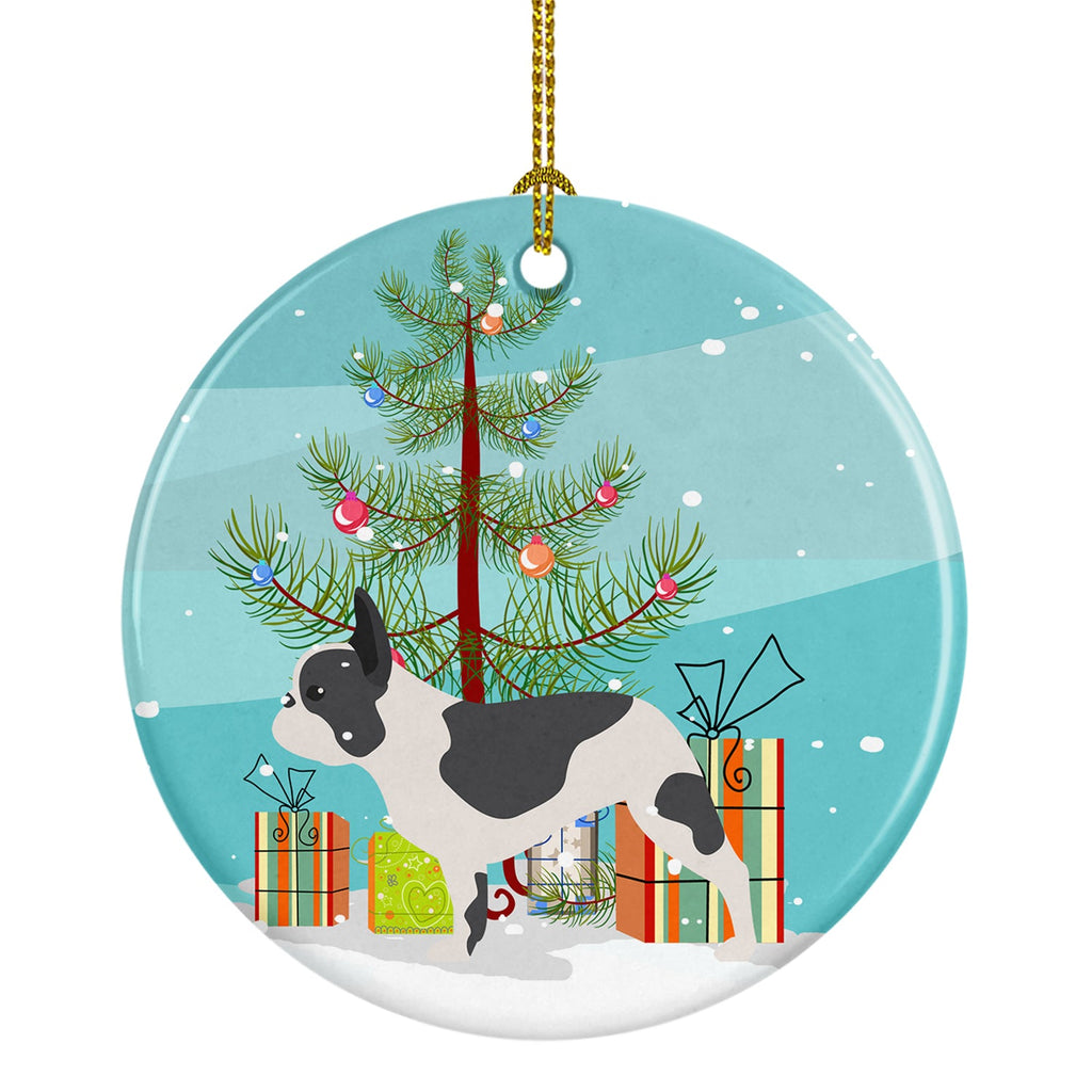 French Bulldog Merry Christmas Tree Ceramic Ornament Christmas Tree Hanging Decorations for Home Christmas Holiday, Party, Gift, 3 in, Multicolor