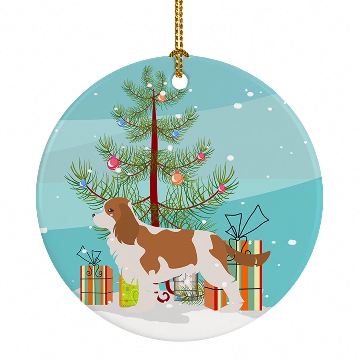Cavalier King Charles Spaniel Merry Christmas Tree Ceramic Ornament Christmas Tree Hanging Decorations for Home Christmas Holiday, Party, Gift, 3 in, Multicolor